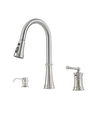 Mondawe 8 Inch Widespread 3 Holes Kitchen Faucet with Soap Dispenser