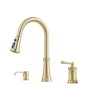 Mondawe 8 Inch Widespread 3 Holes Kitchen Faucet with Soap Dispenser