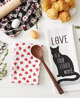 Design Imports Valentine's Day Collection Kitchen, Dishtowel Set, 18x28", Cat Love, 3 Piece