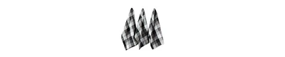 Design Imports Tri-Color Check Collection Kitchen, Dishtowel Set, Black, 3 Piece