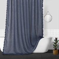 Caromio Tassels Linen Blend Fabric Shower Curtain, 72" x 72"