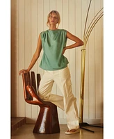 Crescent Women's Chlo Cowl Neck Crushed Satin Top