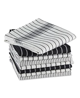 Design Imports Everyday Basic Collection Woven Dishtowel Set, 20x28", Black, 8 Piece