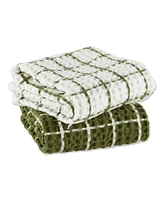 Design Imports Washed Waffle Collection Oversized Preshrunk Ultra Absorbent, Dishtowel Set, 20x30", Sage, 2 Piece