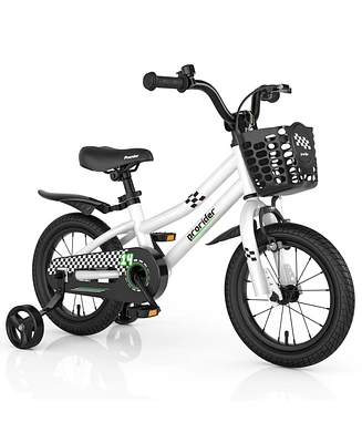 14'' Kid's Bike with Removable Training Wheels & Basket for 3-5 Years Old