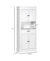 Homcom Buffet with Hutch, Freestanding Kitchen Pantry Storage Cabinet with Doors and Drawer, Adjustable Shelving, White