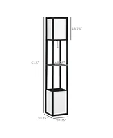 Homcom Modern Floor Lamp with Shelves, Dual Light, Sding Lamp