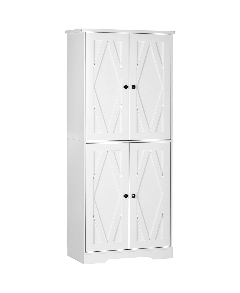 Homcom 71" Farmhouse Tall Kitchen Pantry Storage Cabinet, Kitchen Shelf