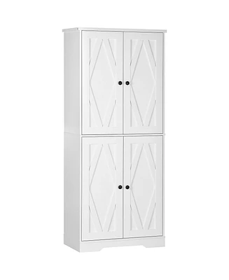 Homcom 71" Farmhouse Tall Kitchen Pantry Storage Cabinet, Kitchen Shelf