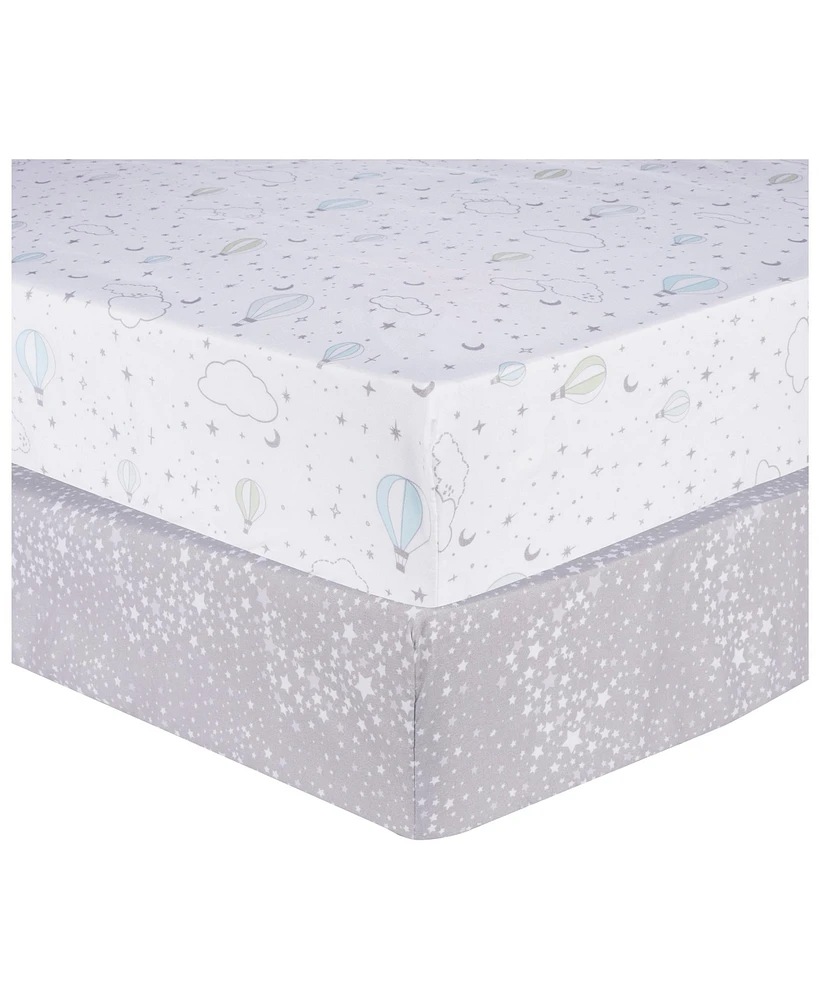 Sammy & Lou Starry Dreams 2-Pack Microfiber Fitted Crib Sheet Set by