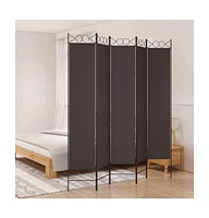 vidaXL 5-Panel Room Divider Brown 78.7"x86.6" Fabric