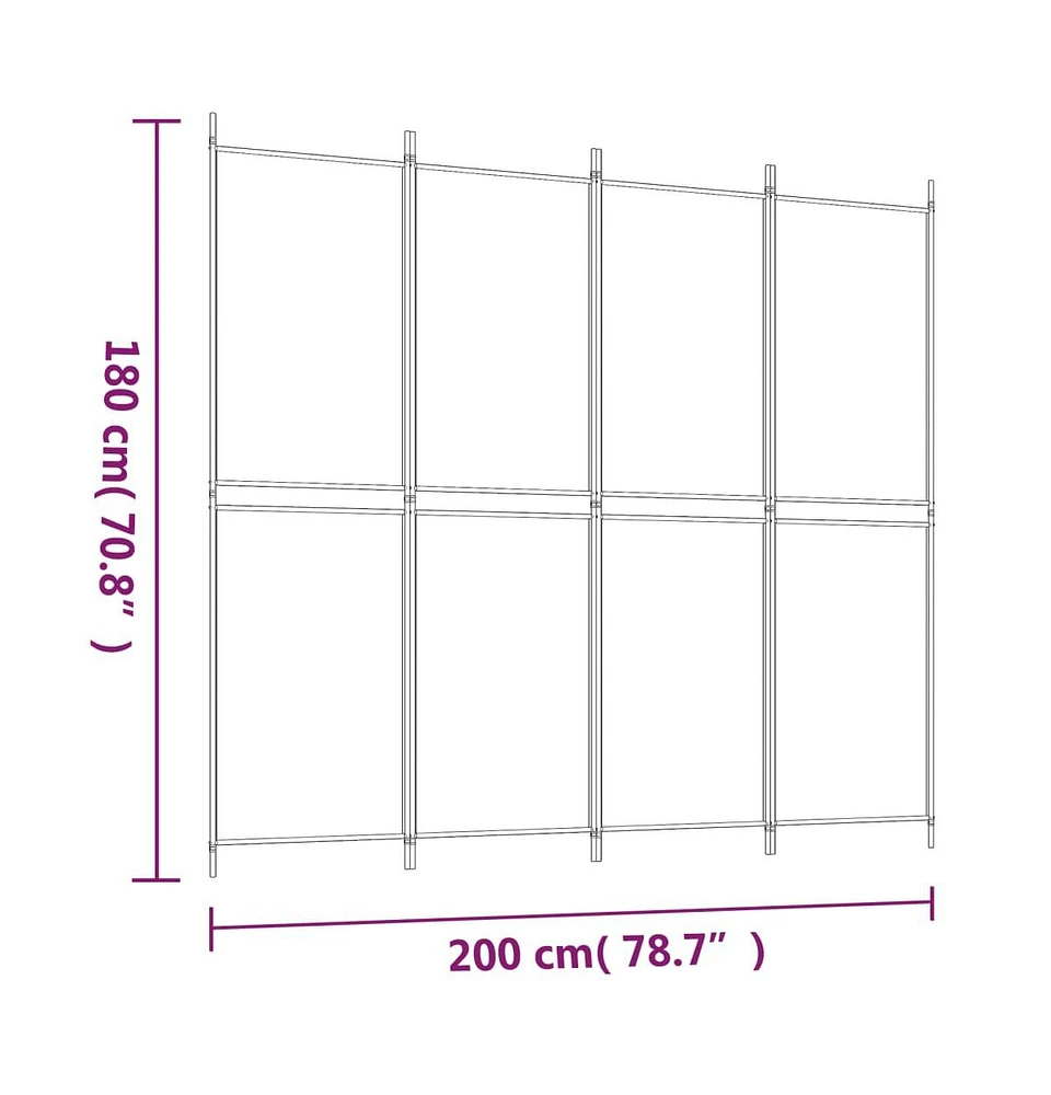 vidaXL 4-Panel Room Divider 78.7"x70.9" Fabric
