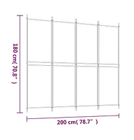 vidaXL 4-Panel Room Divider 78.7"x70.9" Fabric