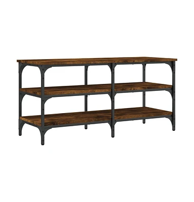 vidaXL Shoe Bench Smoked Oak 39.4"x15.2"x19.3" Engineered Wood