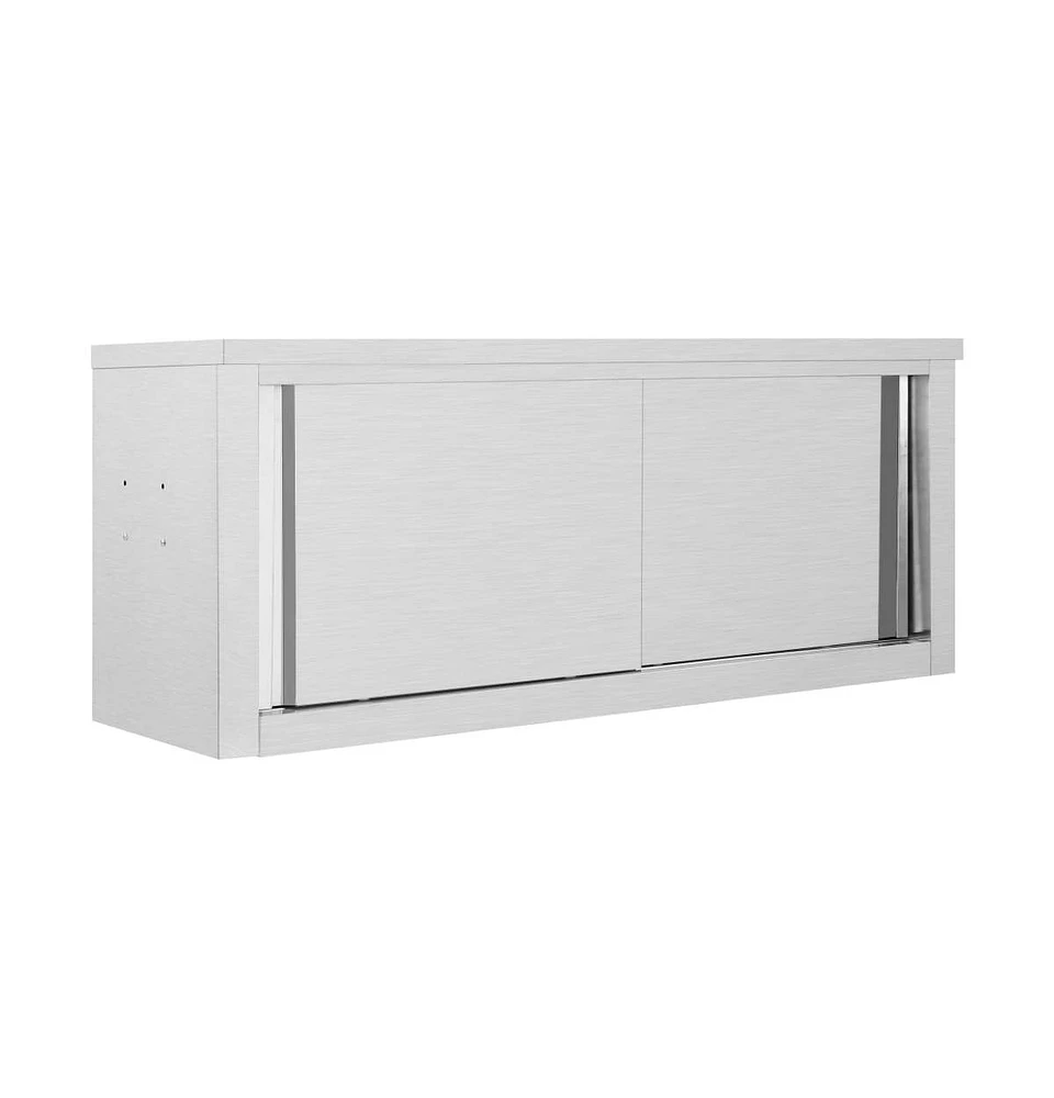 vidaXL Kitchen Wall Cabinet with Sliding Doors 47.2"x15.7"x19.7" Stainless Steel