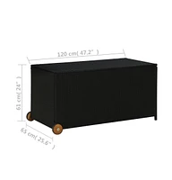 vidaXL Patio Storage Box Black 47.2"x25.6"x24" Poly Rattan