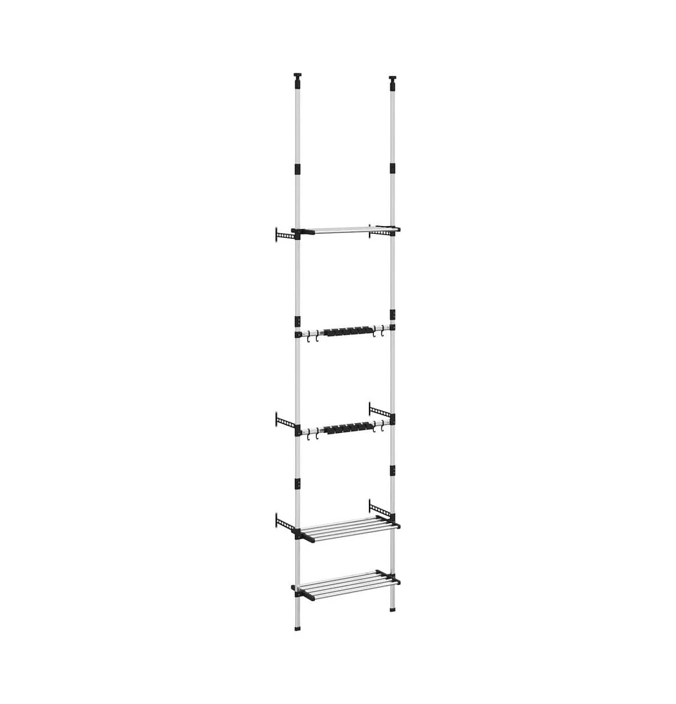 vidaXL Telescopic Garden Rack with 3 Shelves Silver Aluminum