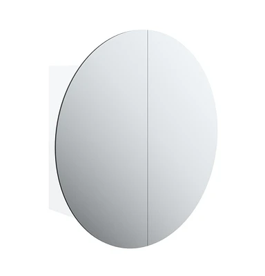 vidaXL Bathroom Cabinet with Round Mirror&Led White 15.7"x15.7"x6.9"