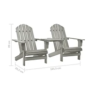 vidaXL Patio Adirondack Chairs with Tea Table Solid Fir Wood Gray