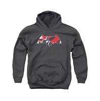 Batman V Superman Boys Youth Armor Splatter Logo Pull Over Hoodie / Hooded Sweatshirt