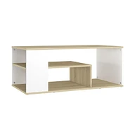 vidaXL Coffee Table White and Sonoma Oak 39.4"x19.7"x15.7" Engineered Wood