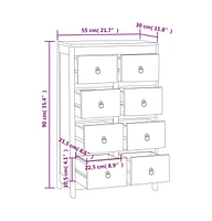 vidaXL Chest of Drawers 21.7"x11.8"x35.4" Solid Wood Teak