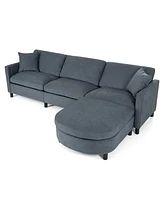 Streamdale Furniture 107.87'Sectional Sofa Couch With 1 Ottoman, Seat Cushion And Back Cushion Removable