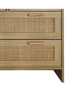 4 Drawers Rattan Cabinet, For Bedroom, Living Room, Dining Room, Hallways, Easy Assembly