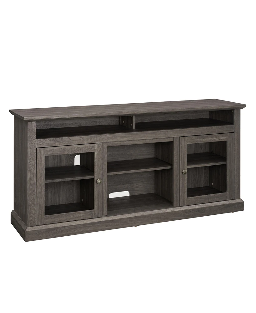 Simplie Fun Contemporary Tv Media Stand for 65" Tv, Dark Walnut/Black