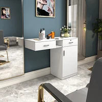 Salon Station with Storage, Appliance Holders & Lockable Drawers