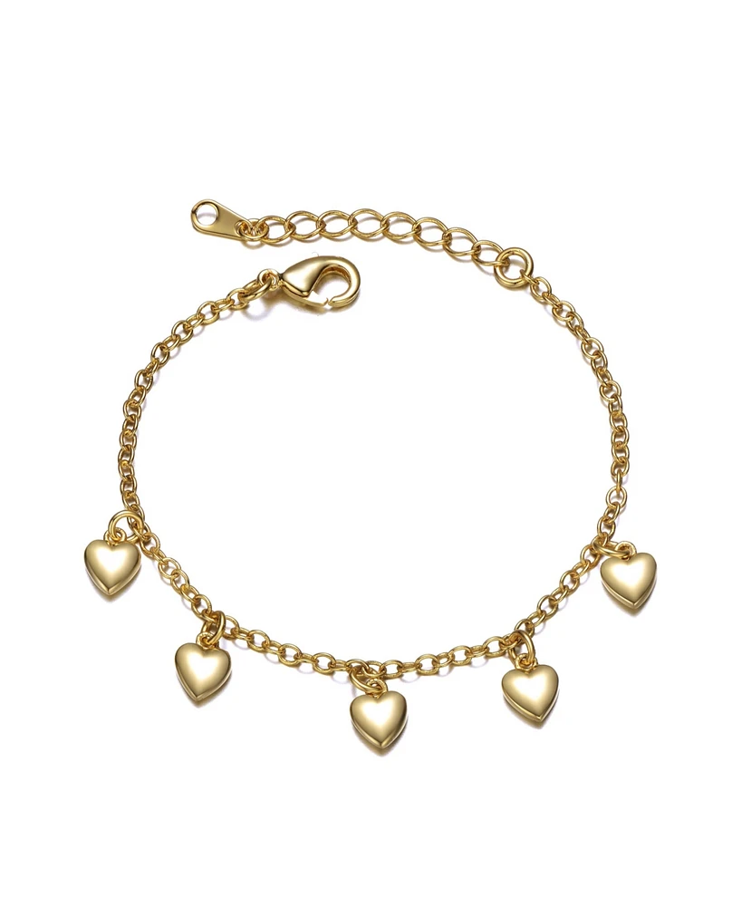 GiGiGirl 14K Yellow Gold Plated Bracelet with Dangling Heart Charms for Toddler/Kids