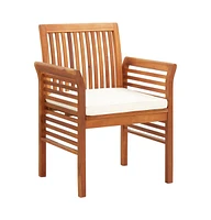 vidaXL Patio Dining Chair with Cushion Solid Acacia Wood