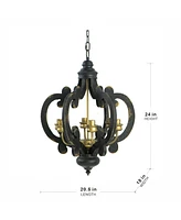 6-Light Farmhouse Chandelier with Adjustable Chain