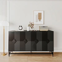 Streamdale Furniture Black Lacquered Wooden Sideboard Buffet Cabinet
