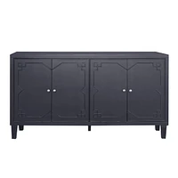4-Door Matte Black Accent Cabinet for Multiple Rooms