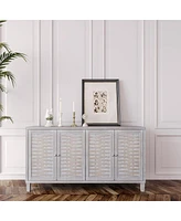 4-Door Natural Wood Accent Cabinet for Multiple Rooms