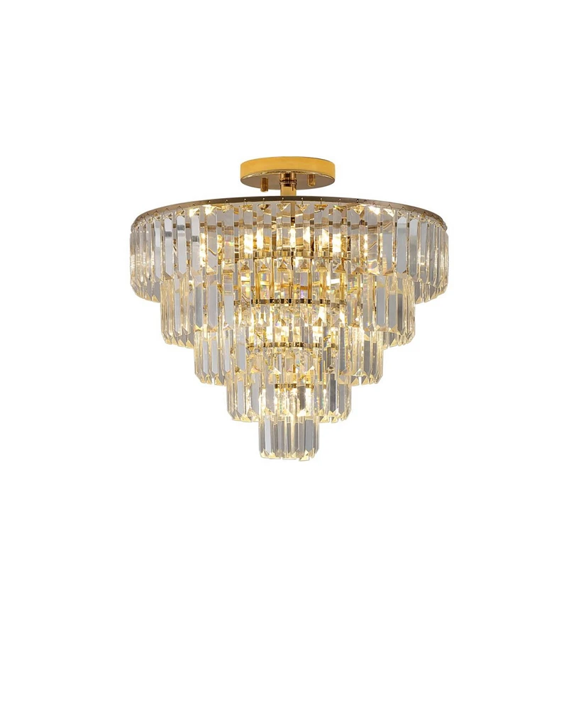 Simplie Fun Contemporary Gold Crystal Chandelier