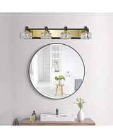 Streamdale Furniture Led 4-Light Modern Crystal Bathroom Vanity Light Over Mirror Bath Wall Lighting Fixtures