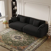 Streamdale Furniture 86.6" Teddy Fleece Black Sofa for Apartment Bedroom