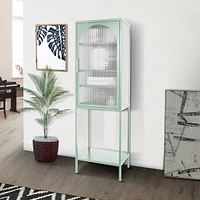 Streamdale Furniture Stylish Glass High Cabinet With Adjustable Shelves