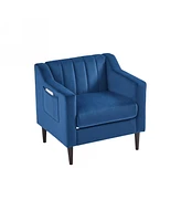 Simplie Fun Mid Century Modern Blue Velvet Armchair Set