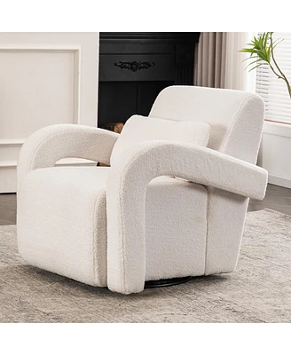 Simplie Fun Cozy White Fabric Armchair - Modern Lounge Chair