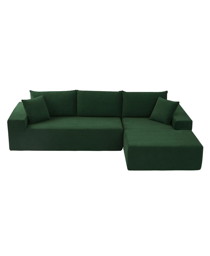 Simplie Fun Dark Green L Shaped Sectional Sofa Set Cover