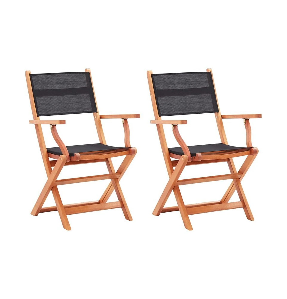 vidaXL Folding Patio Chairs pcs Solid Eucalyptus Wood&Textilene