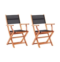 vidaXL Folding Patio Chairs pcs Solid Eucalyptus Wood&Textilene