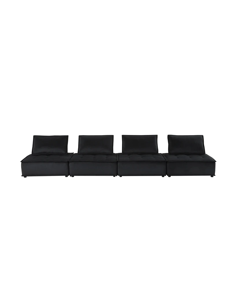 Simplie Fun Anna Black Velvet 4Seater Modular Sofa