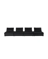 Simplie Fun Anna Black Velvet 4Seater Modular Sofa