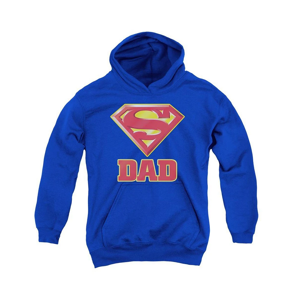 Superman Boys Youth Super Dad Pull Over Hoodie / Hooded Sweatshirt