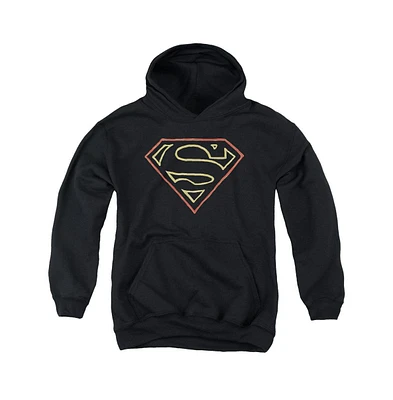 Superman Boys Youth Colored Shield Pull Over Hoodie / Hooded Sweatshirt
