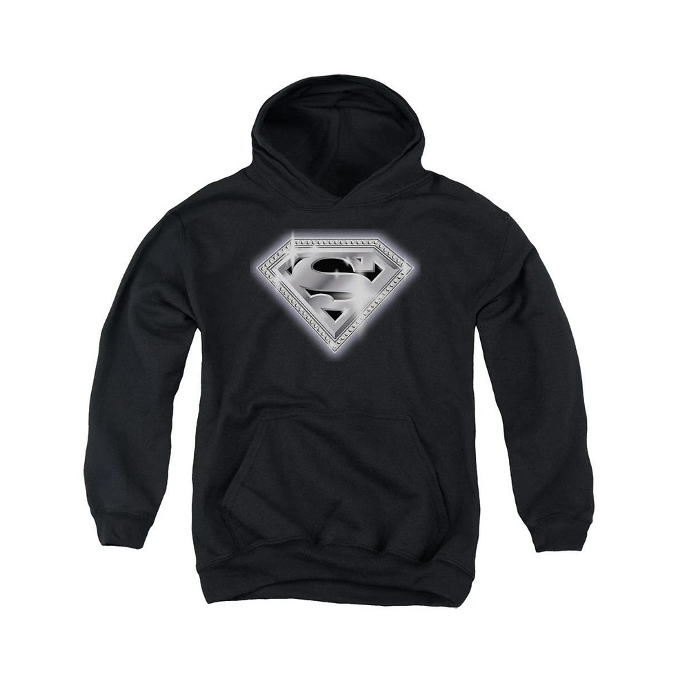 Superman Boys Youth Bling Shield Pull Over Hoodie / Hooded Sweatshirt